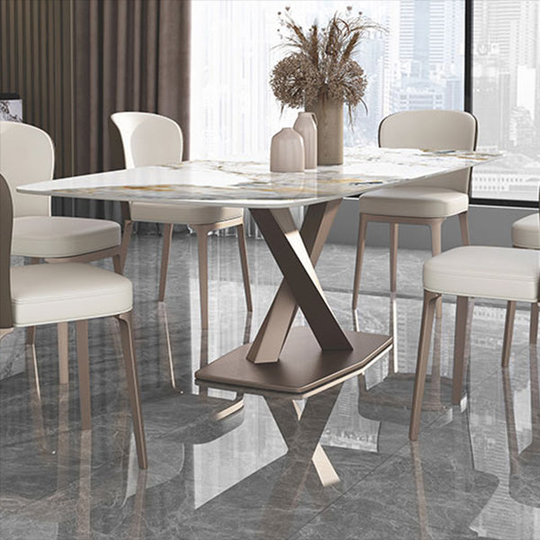 Traditional Luxury Pedestal Furniture Stone Dining Table for Dining Room
