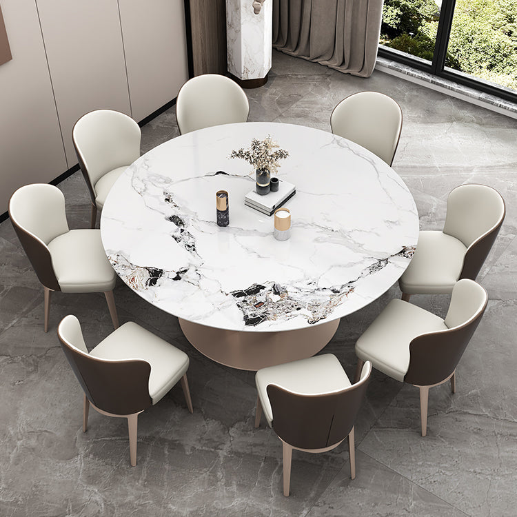 Round Stone Dining Room Table Traditional Luxury Table with Pedestal Casual