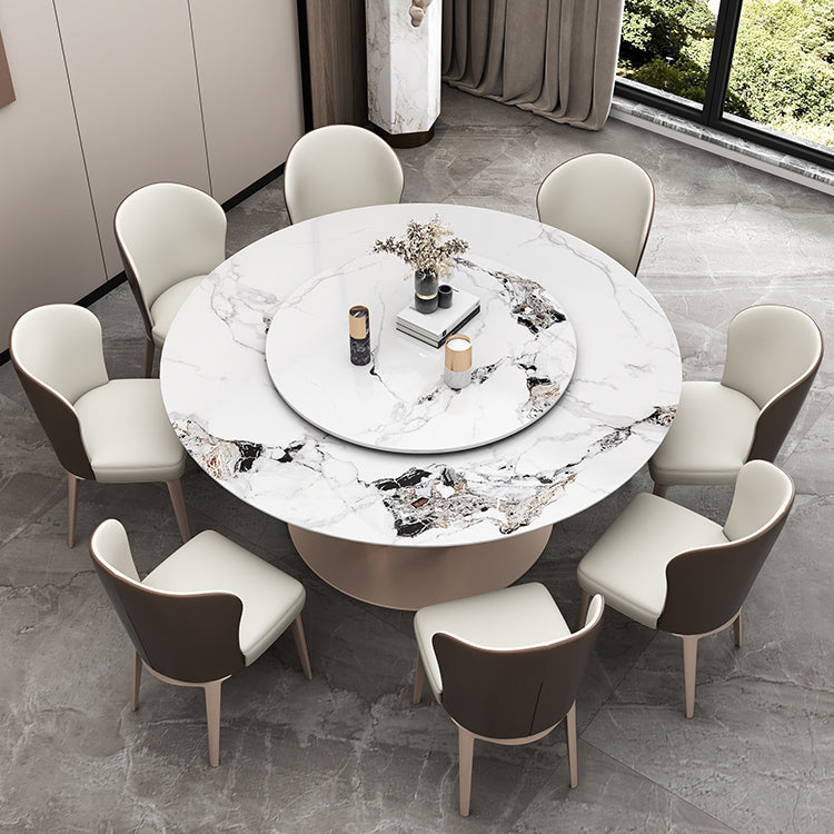 Round Stone Dining Room Table Traditional Luxury Table with Pedestal Casual