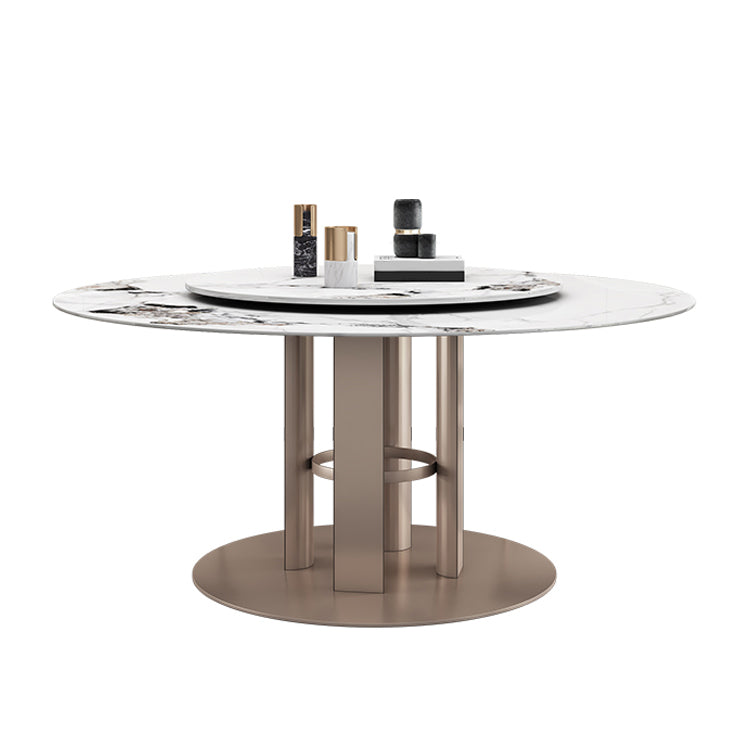 Round Stone Dining Room Table Traditional Luxury Table with Pedestal Casual