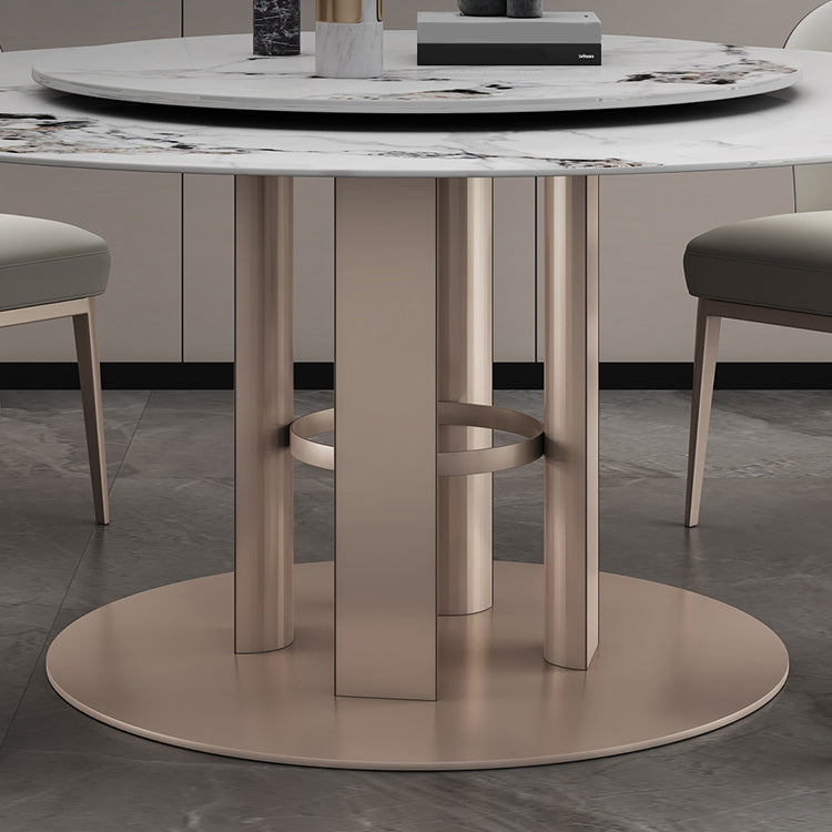 Round Stone Dining Room Table Traditional Luxury Table with Pedestal Casual