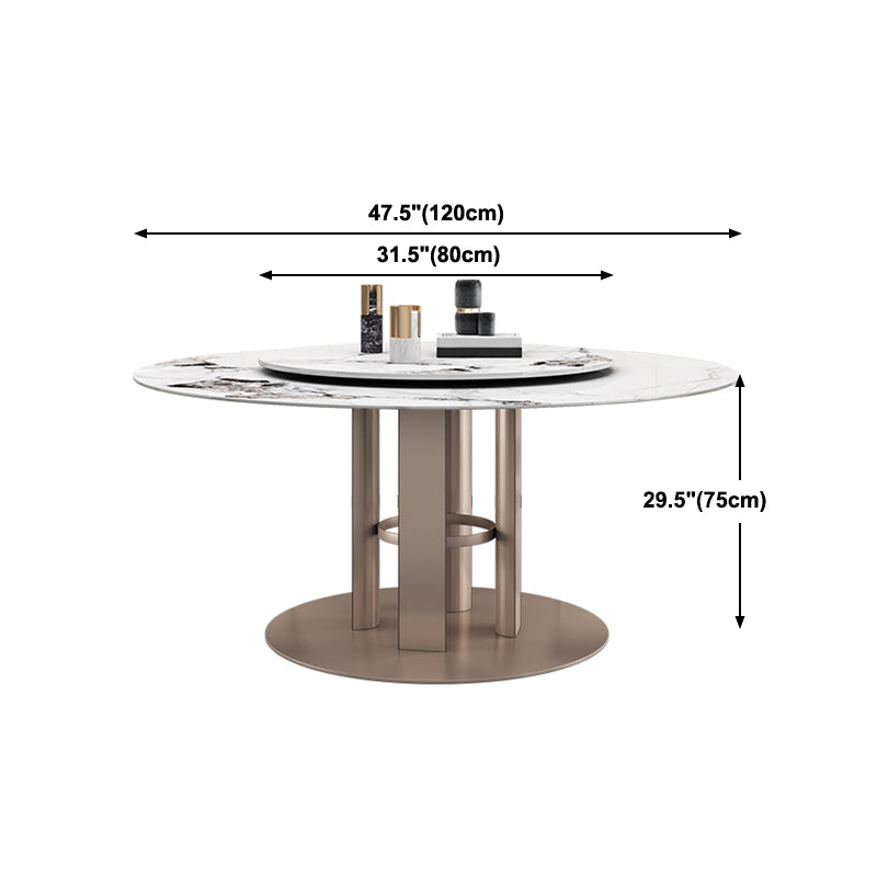 Round Stone Dining Room Table Traditional Luxury Table with Pedestal Casual