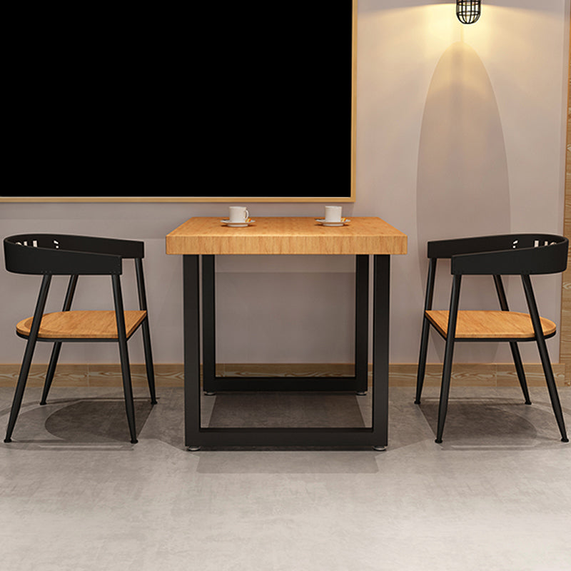 Square Wooden Dining Table Industrial Sled Base Dining Table