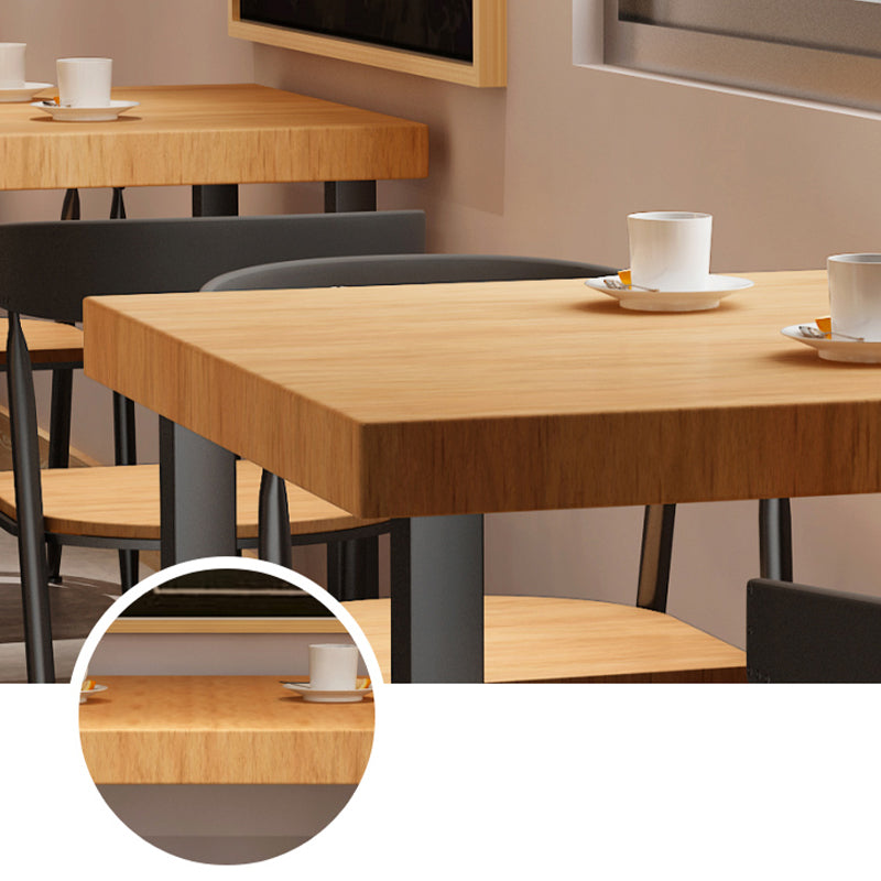 Square Wooden Dining Table Industrial Sled Base Dining Table