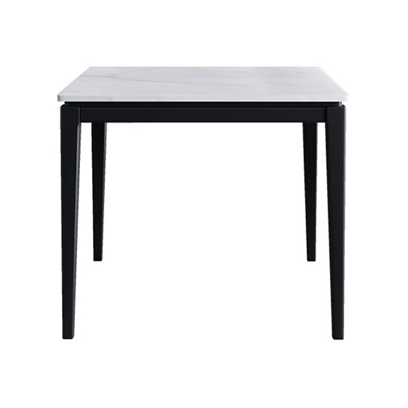 Square White Top Dining Table Industrial 4 Legs Dining Table with Black Frame