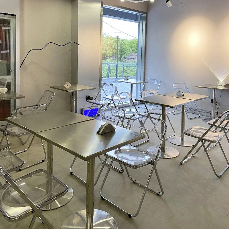 Metal Industrial Square Dining Table Stainless Steel Table for Kitchen and Dining Room