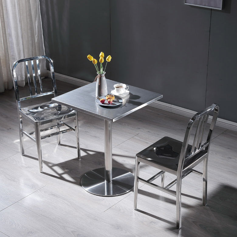 Metal Industrial Square Dining Table Stainless Steel Table for Kitchen and Dining Room