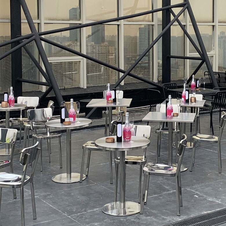 Metal Industrial Square Dining Table Stainless Steel Table for Kitchen and Dining Room