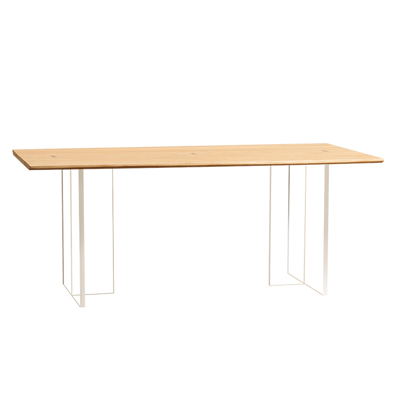 Rectangle Double Pedestal Table Modern Dining Fixed Table with Pine Solid Wood