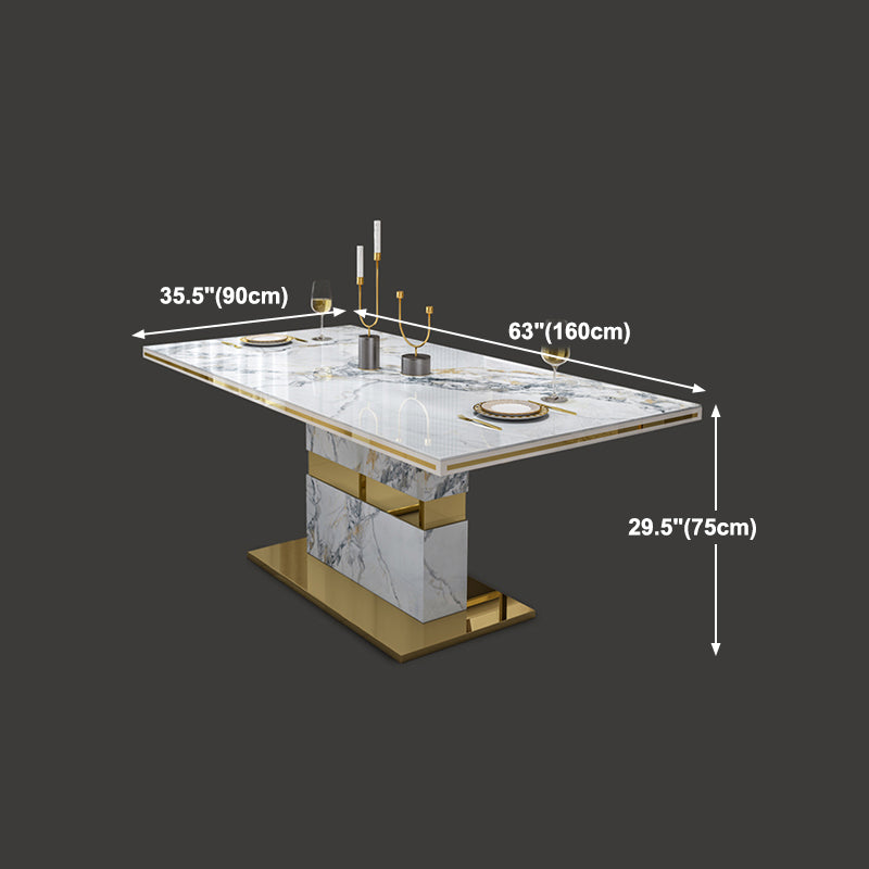 Luxury Sintered Stone Top Table Rectangle Table with Gold Pedestal