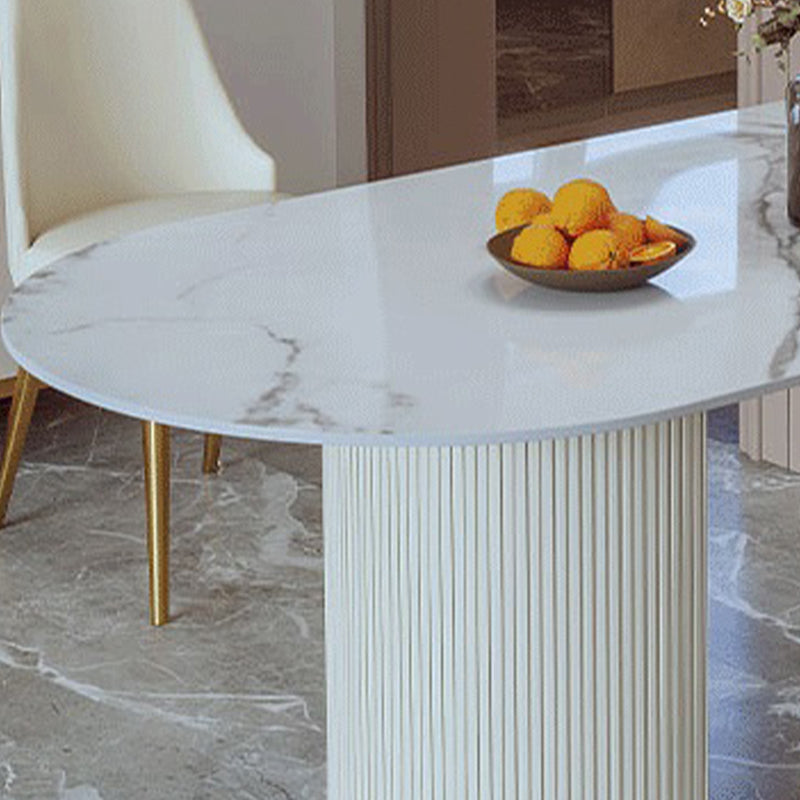 Sintered Stone White Dining Table Traditional Luxury Dining Table for Home Use