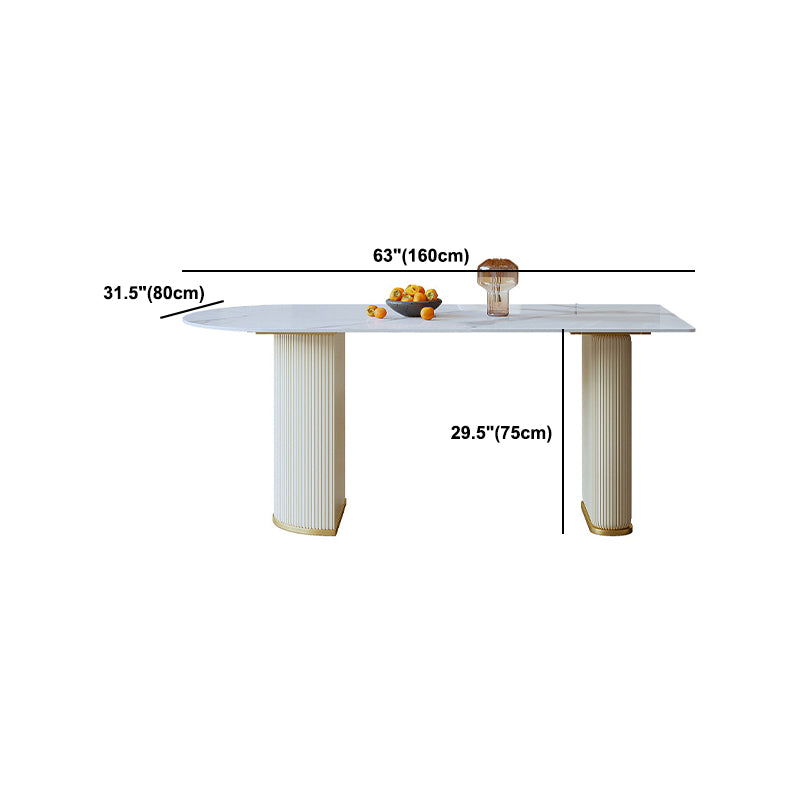 Sintered Stone White Dining Table Traditional Luxury Dining Table for Home Use