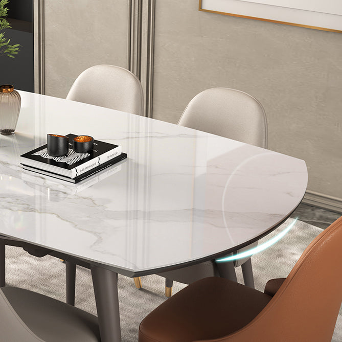 Luxury Sintered Stone Top Table Extendable Round Table with Wooden 4 Legs