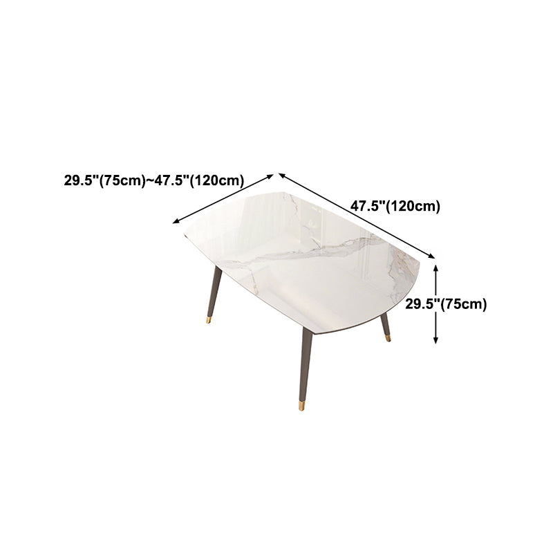 Luxury Sintered Stone Top Table Extendable Round Table with Wooden 4 Legs