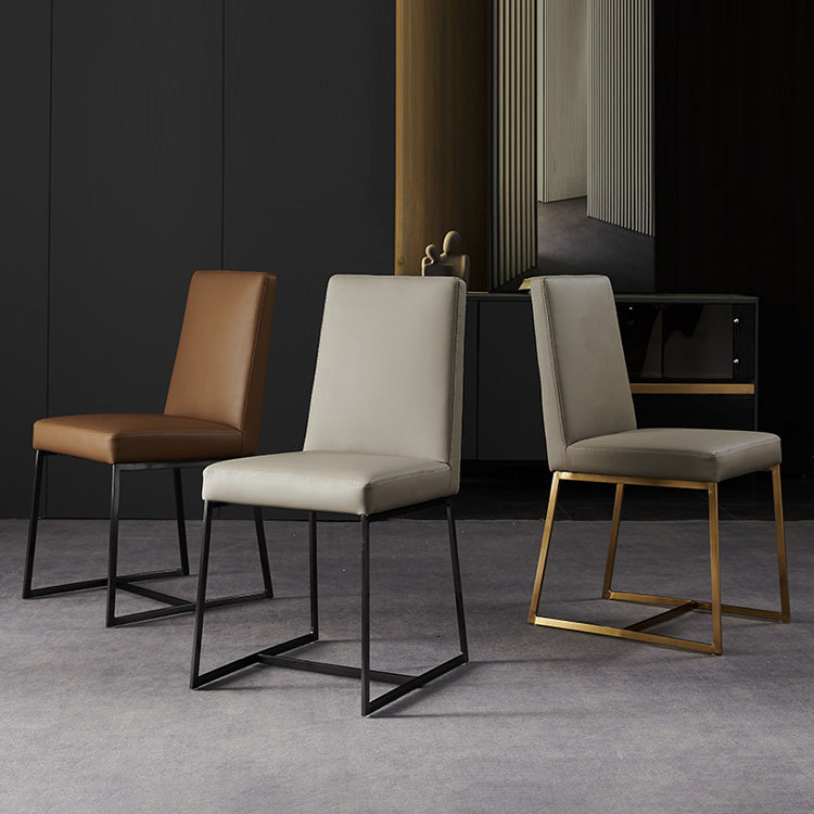 Leather Matte Finish Dining Chair Contemporary Home Solid Back Side Chair