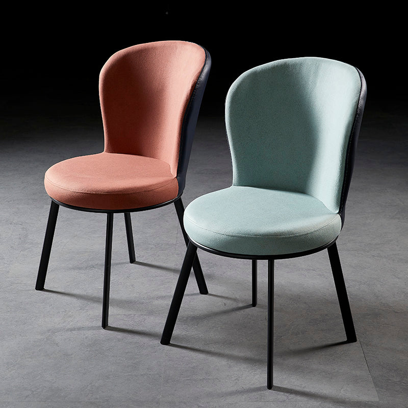 Industrial Style Upholstered Dining Chairs Solid Back Armless Dining Chair