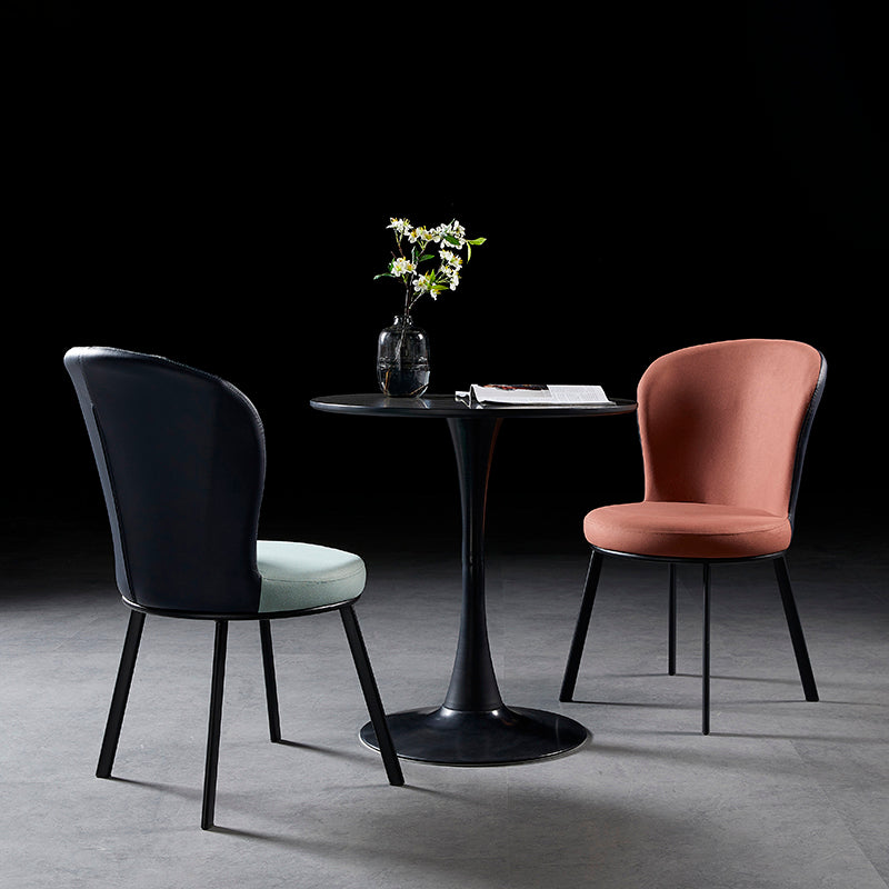 Industrial Style Upholstered Dining Chairs Solid Back Armless Dining Chair