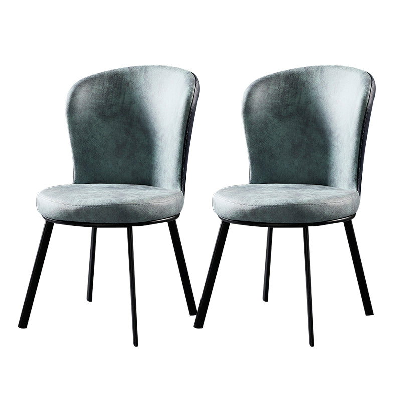 Industrial Style Upholstered Dining Chairs Solid Back Armless Dining Chair