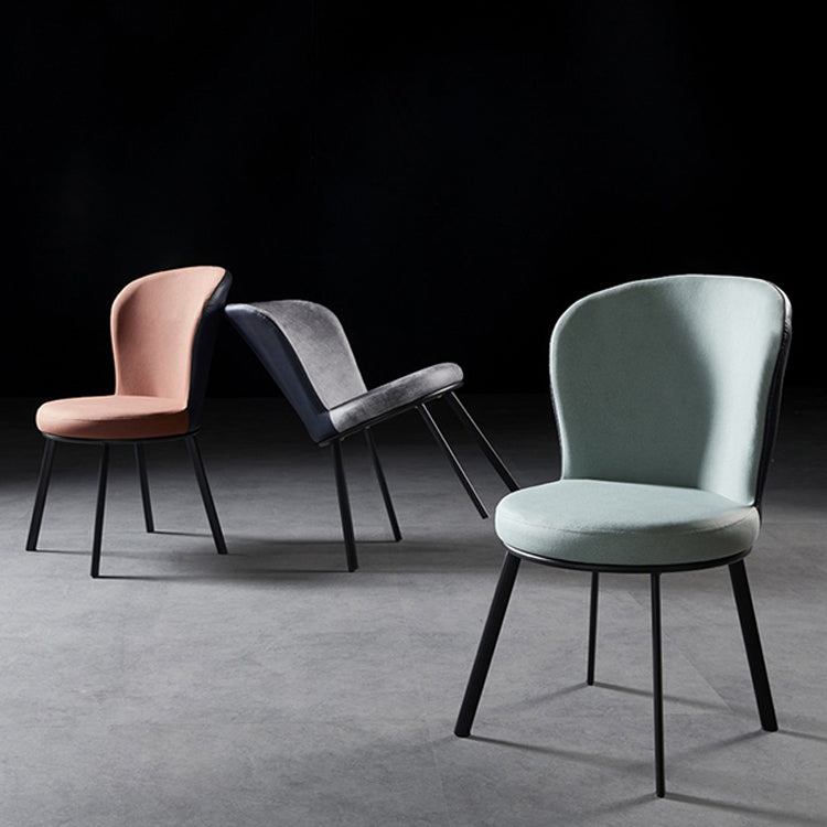 Industrial Style Upholstered Dining Chairs Solid Back Armless Dining Chair