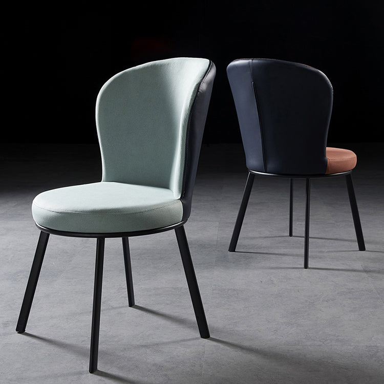 Industrial Style Upholstered Dining Chairs Solid Back Armless Dining Chair