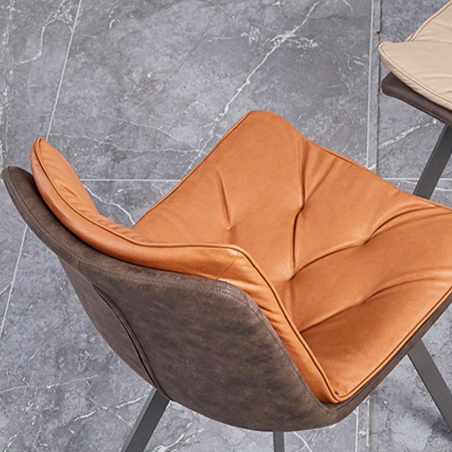 Matte Finish Leather Dining Chair Contemporary Home Solid Back Side Chair