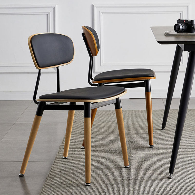 Scandinavian Open Back Dining Chairs Armless Wood Side Chairs