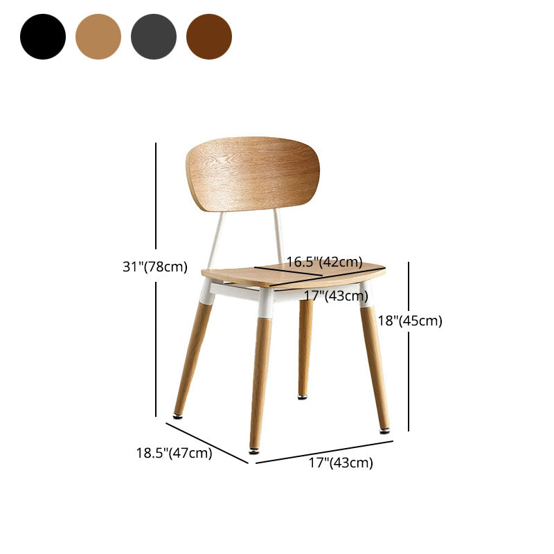 Scandinavian Open Back Dining Chairs Armless Wood Side Chairs