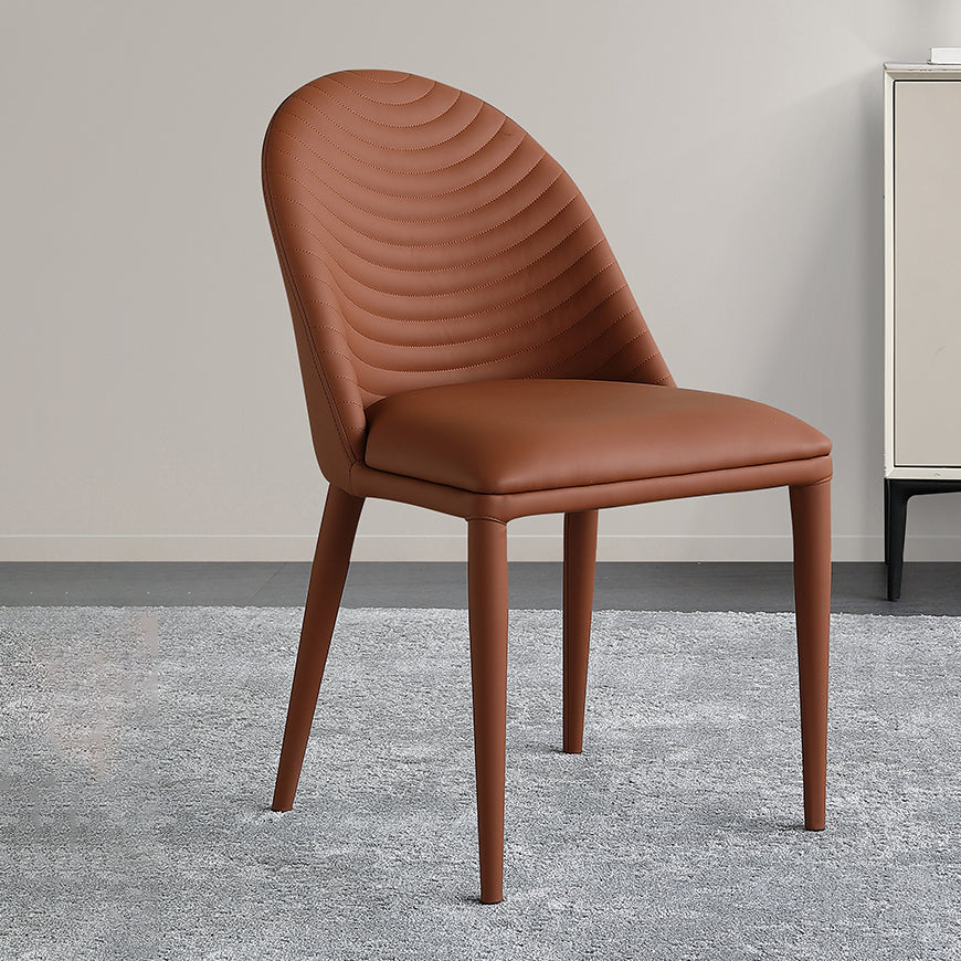 Designer Restaurant Parsons Chair Leather Matte Finish Dining Chair