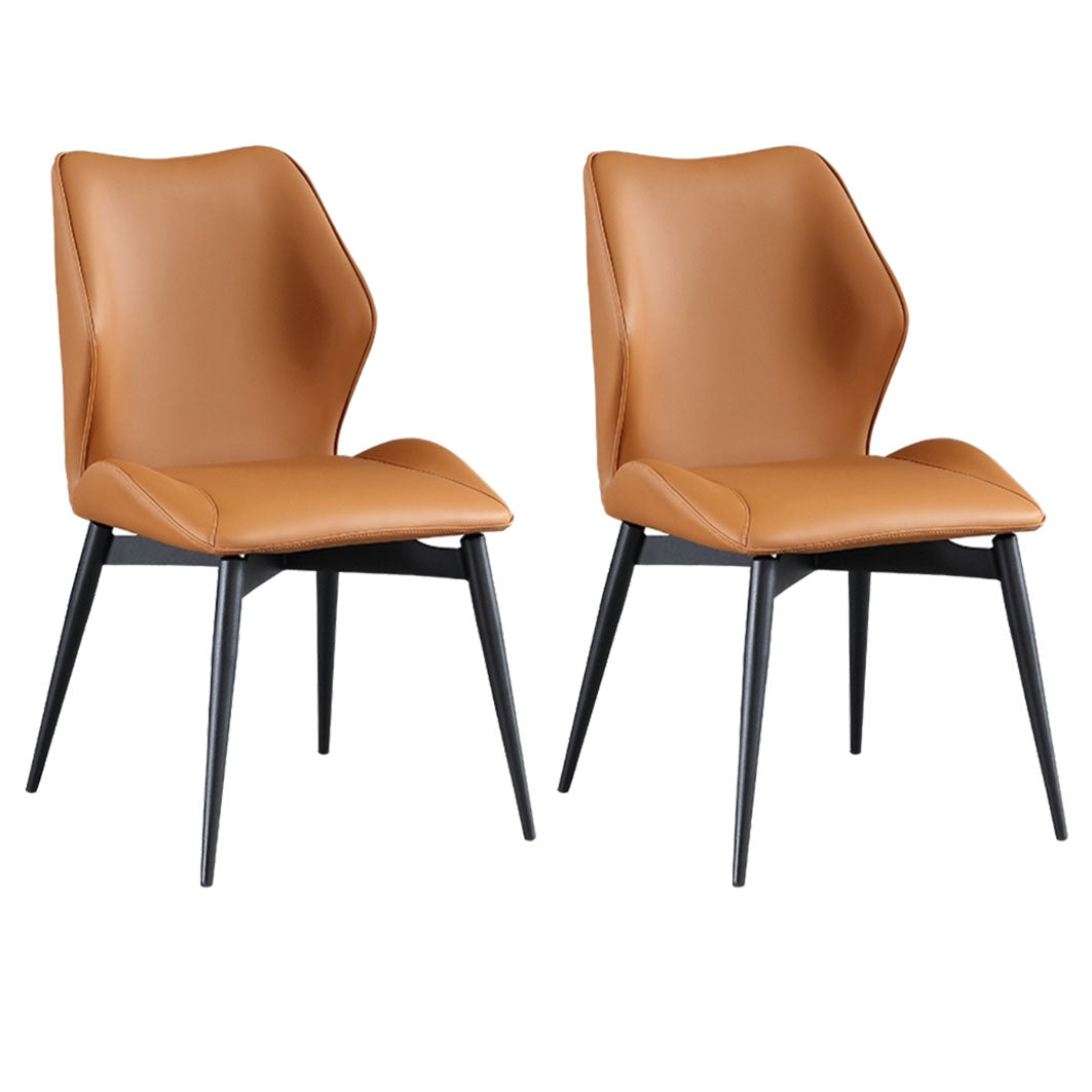 Modern Coffee Shop Wingback Chair Leather Matte Finish Dining Chair