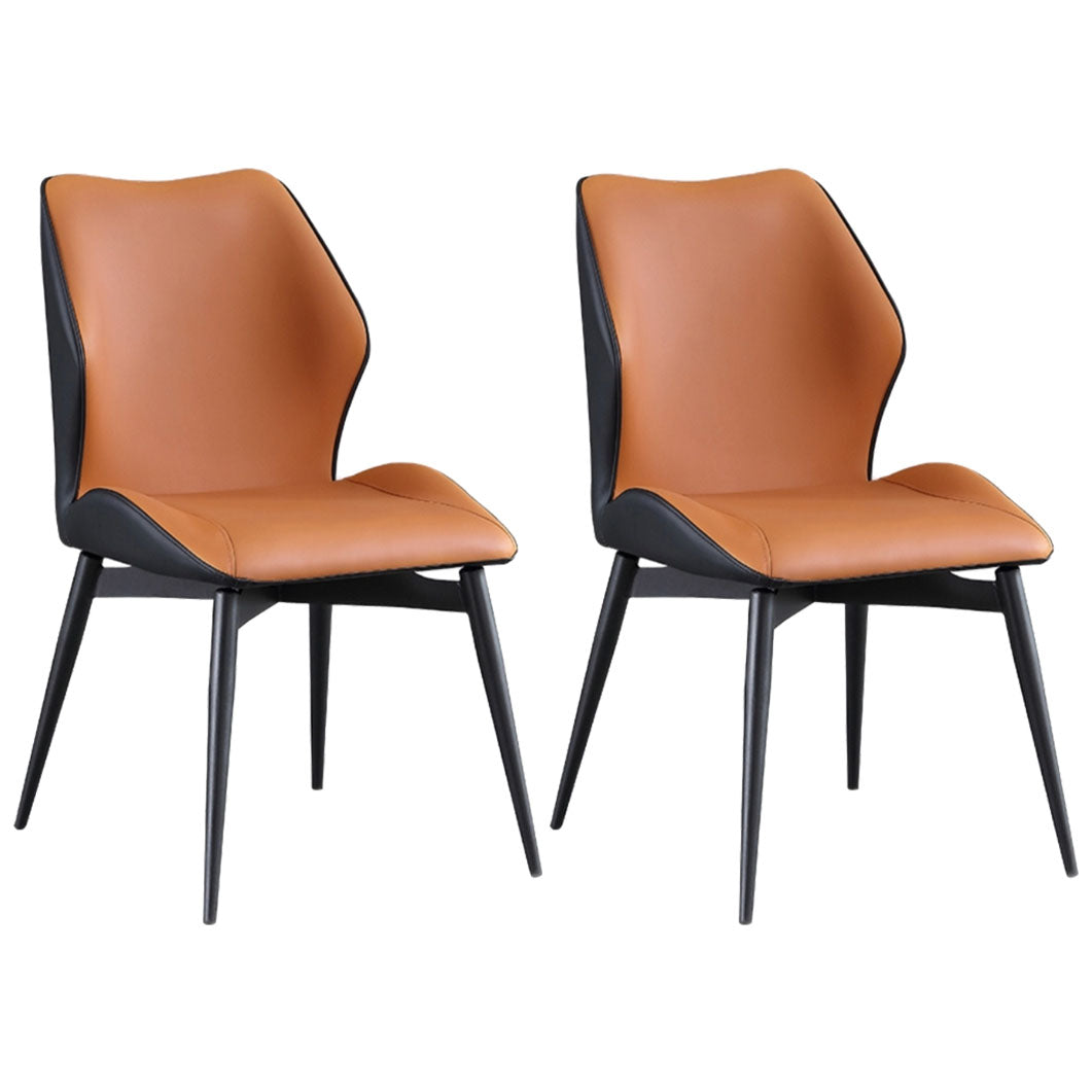 Modern Coffee Shop Wingback Chair Leather Matte Finish Dining Chair