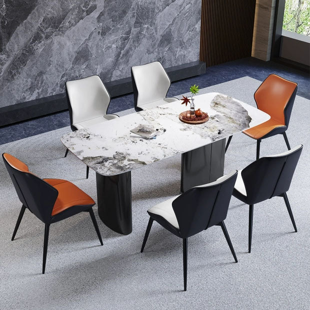 Modern Coffee Shop Wingback Chair Leather Matte Finish Dining Chair