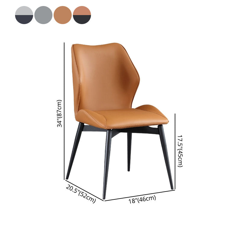 Modern Coffee Shop Wingback Chair Leather Matte Finish Dining Chair