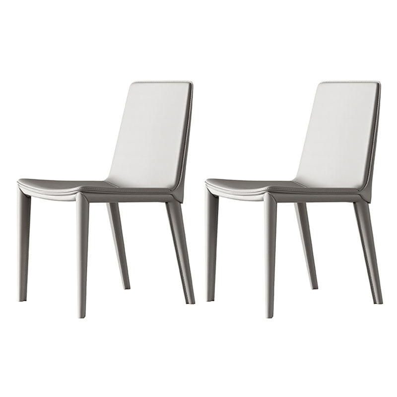 Contemporary Leather Dining Room Chair Armless Metal Side Chair for Home Use