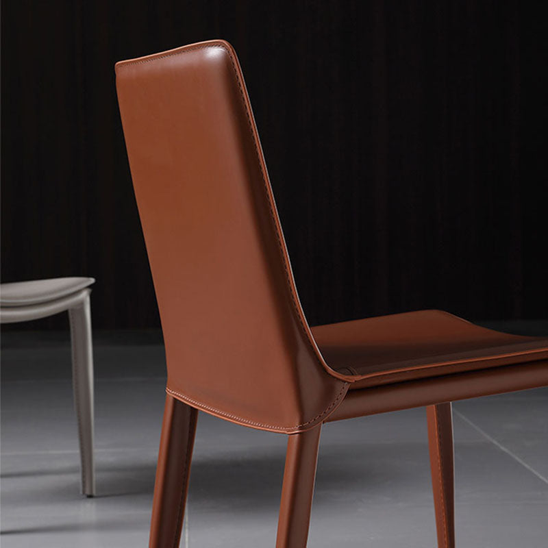 Contemporary Leather Dining Room Chair Armless Metal Side Chair for Home Use
