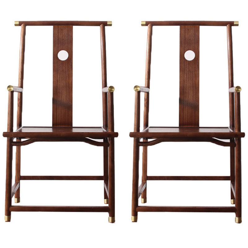Traditional Dining Slat Back Chair Dining Arm Side Chairs with Wooden Legs