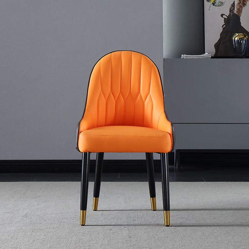 Solid Back Arm Side Chair Scandinavian Design Leather Dining Side Chair