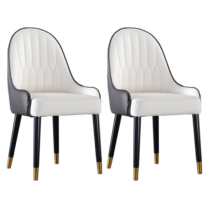 Solid Back Arm Side Chair Scandinavian Design Leather Dining Side Chair
