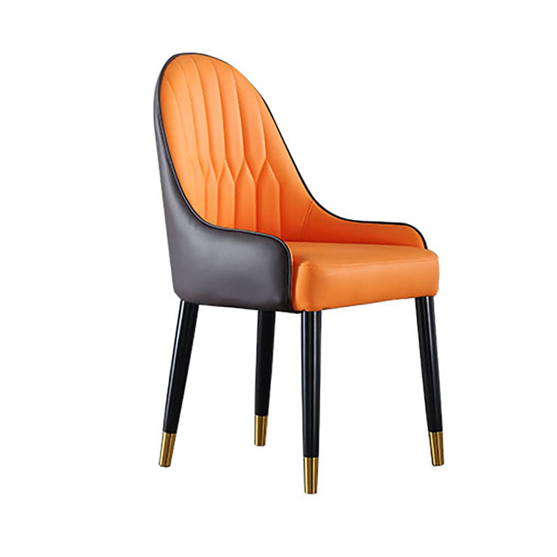 Solid Back Arm Side Chair Scandinavian Design Leather Dining Side Chair