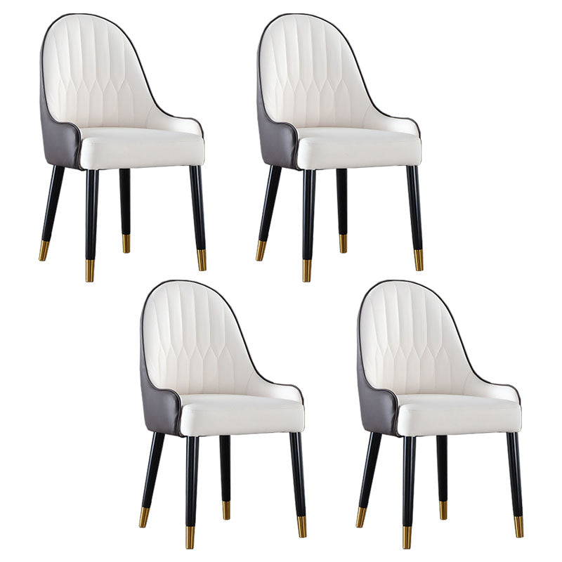 Solid Back Arm Side Chair Scandinavian Design Leather Dining Side Chair