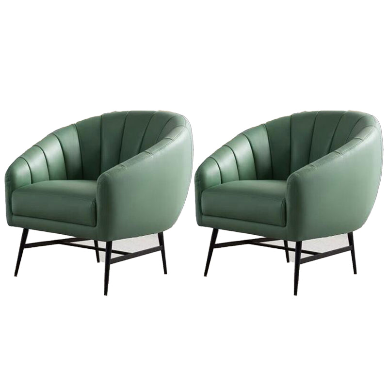 29.5" Wide Faux Leather Sewn Pillow Back Sponge Sloped Arms Barrel Chair