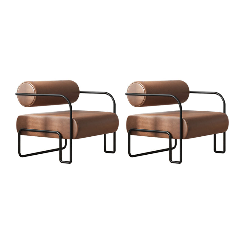 Industrial Style 26"Wide Fixed Back Metal Base Sponge Arm Chair