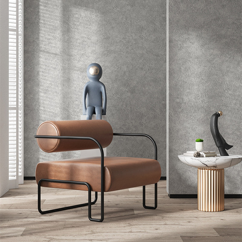 Industrial Style 26"Wide Fixed Back Metal Base Sponge Arm Chair