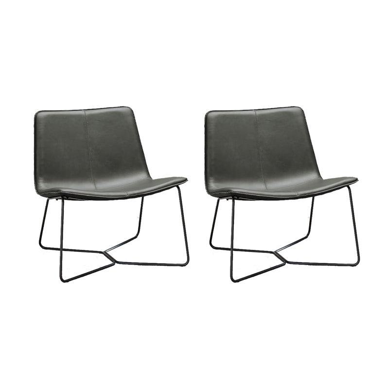 Industrial 24.4"Wide Faux Leather Fixed Back Metal Base Armless Chair