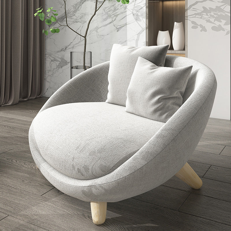 Scandinavian 34.6"Wide Cotton Blend Fixed Back Sloped Arms Papasan Chair with 2 Pillows
