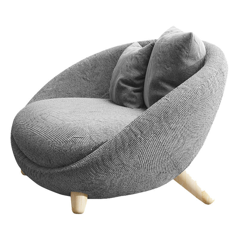 Scandinavian 34.6"Wide Cotton Blend Fixed Back Sloped Arms Papasan Chair with 2 Pillows