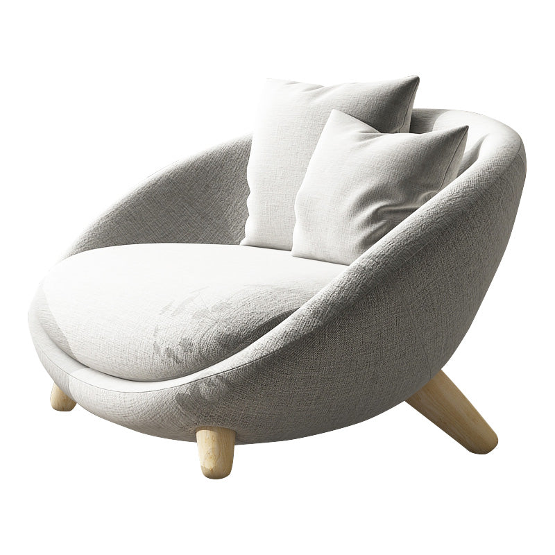 Scandinavian 34.6"Wide Cotton Blend Fixed Back Sloped Arms Papasan Chair with 2 Pillows