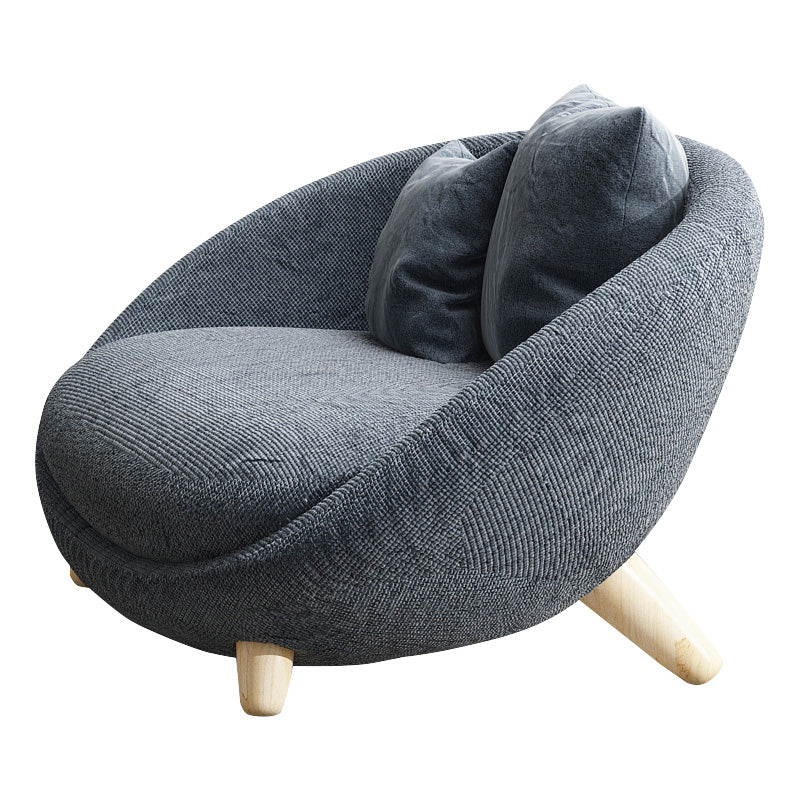 Scandinavian 34.6"Wide Cotton Blend Fixed Back Sloped Arms Papasan Chair with 2 Pillows