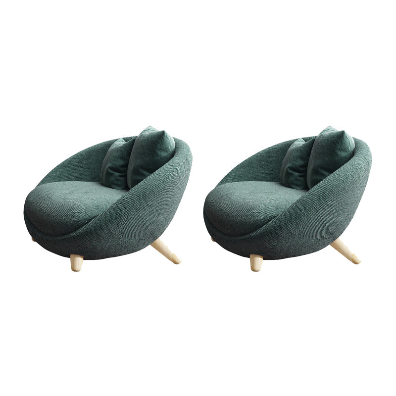 Scandinavian 34.6"Wide Cotton Blend Fixed Back Sloped Arms Papasan Chair with 2 Pillows