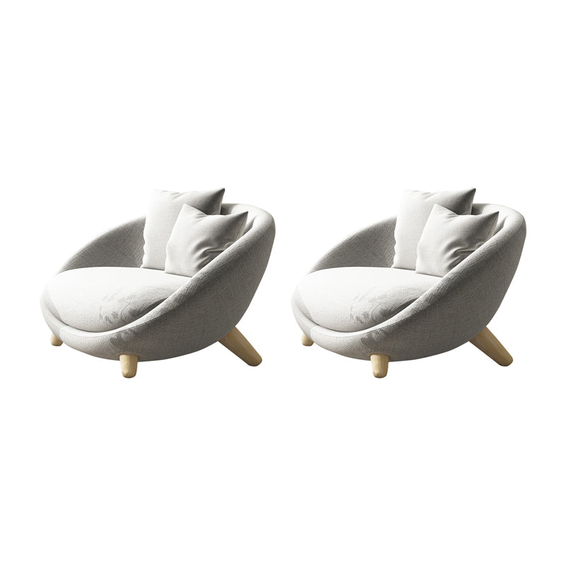 Scandinavian 34.6"Wide Cotton Blend Fixed Back Sloped Arms Papasan Chair with 2 Pillows