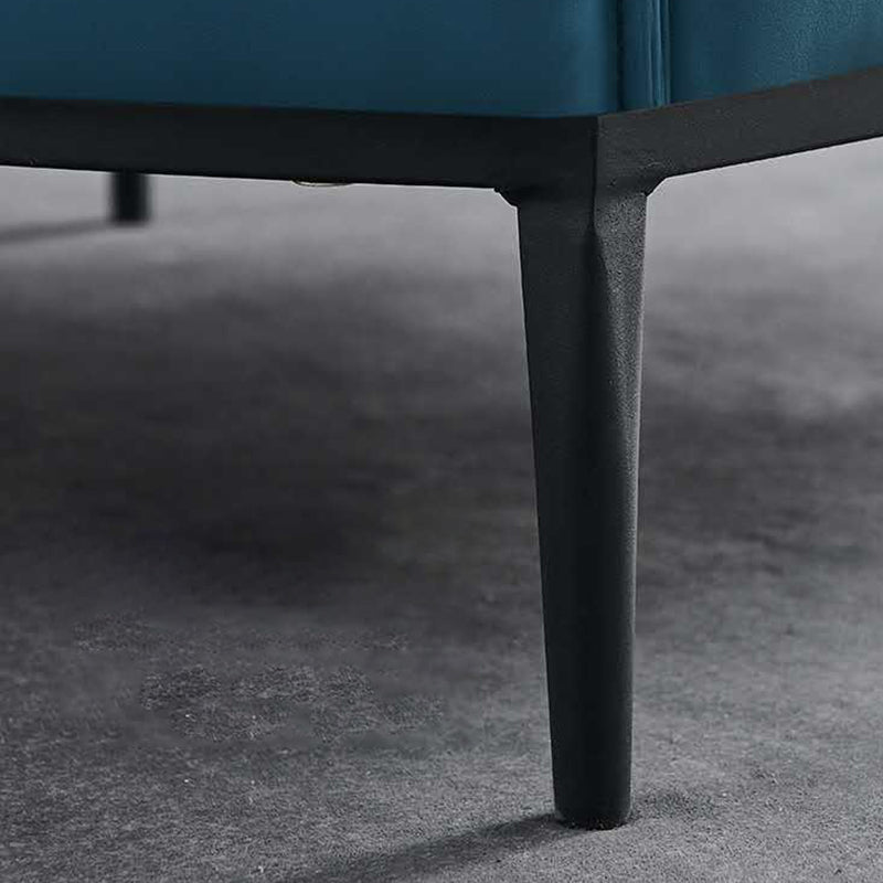 Modern Style Leather Armrest Fixed Backrest Black Base Upholstered Armed Chair